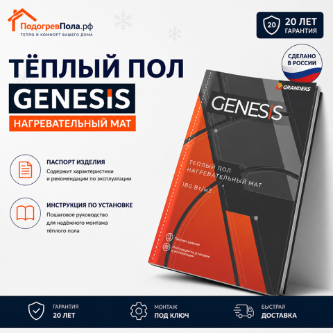 Нагревательный мат для теплого пола Genesis 360 Вт - 2,0 кв.м
