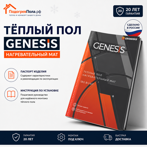 Нагревательный мат для теплого пола Genesis 180 Вт - 1,0 кв.м