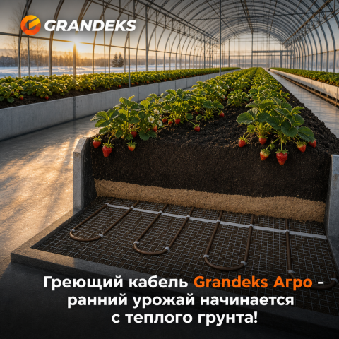 Греющий кабель для обогрева грунта в теплице ОМК - 100 / 1000 / AGRO - 10 кв. м.