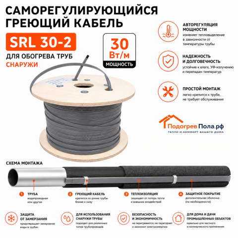 Саморегулирующийся греющий кабель SRL 30-2