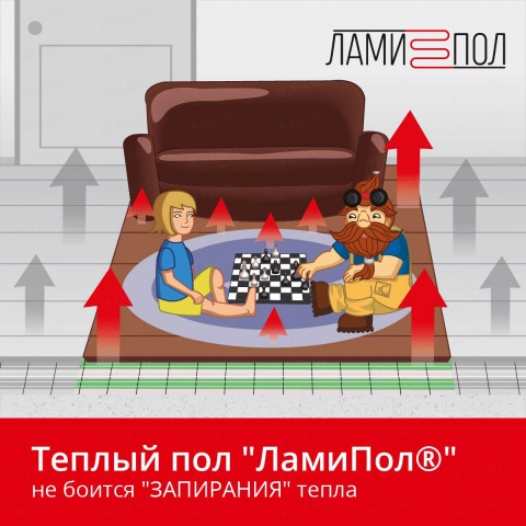 Комплект инфракрасного тёплого пола под паркет, паркетную доску, ламинат, линолеум и ковролин ЛамиПол C160 1 кв.м.
