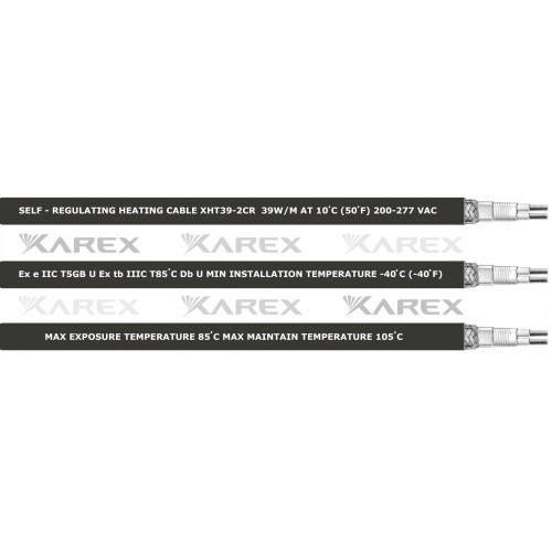 XAREX XHT 39-2 CR (39 Вт/м) Взрывозащищенный греющий саморегулирующийся кабель, пог.м.