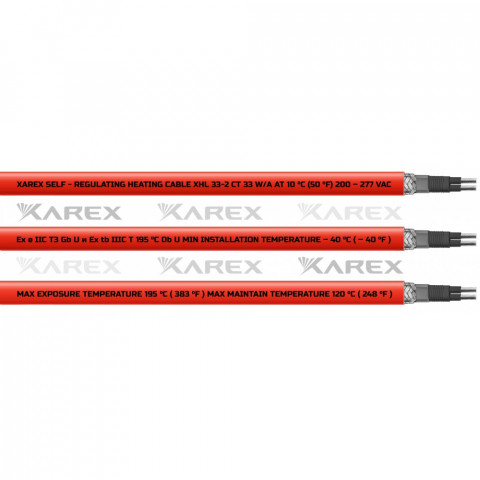 XAREX XHL 33-2 CT (33 Вт/м,Т3) Взрывозащищенный греющий саморегулирующийся кабель